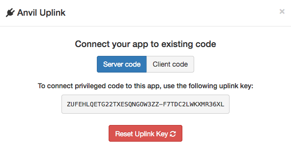 Uplink dialog showing the Uplink Key
