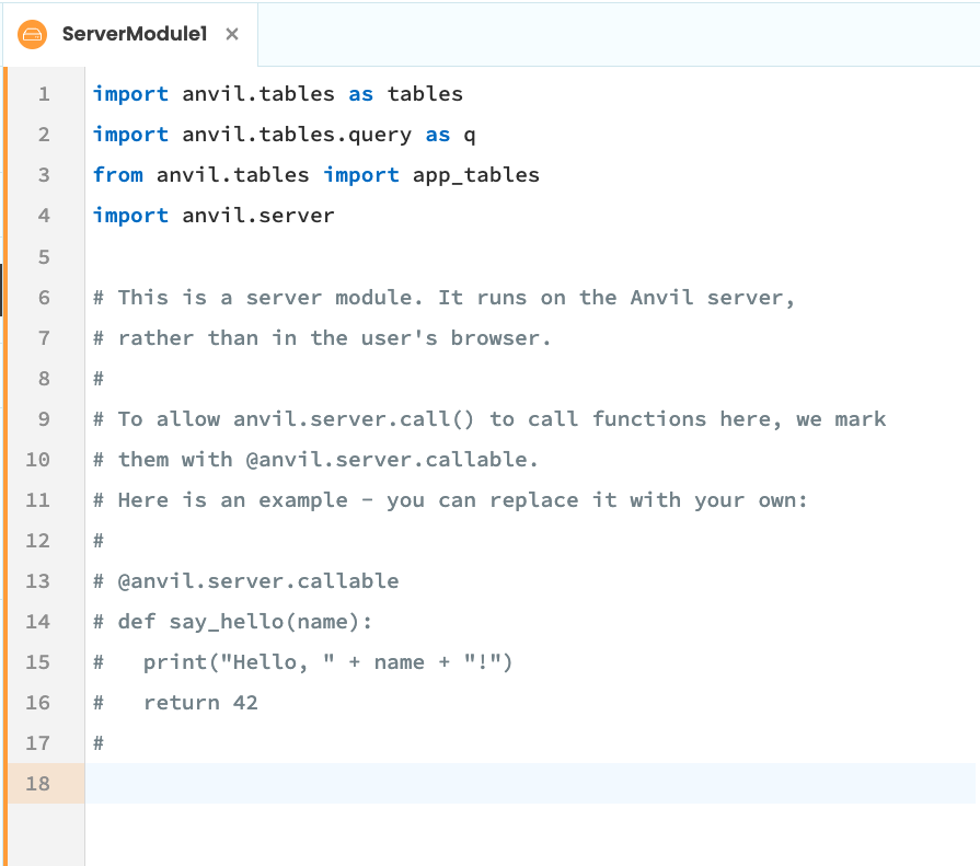 Python server code with an orange background