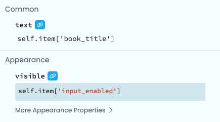 Properties Panel for a Button with two Data Bindings.