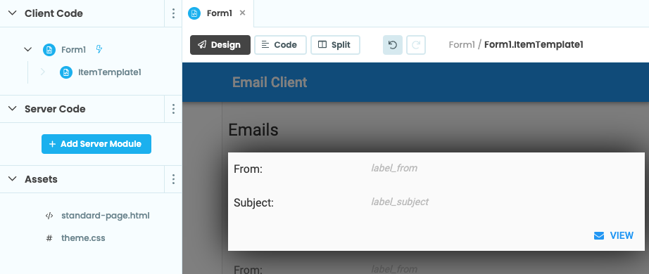 Double-click the RepeatingPanel in the Form Editor&rsquo;s Design View to edit its template