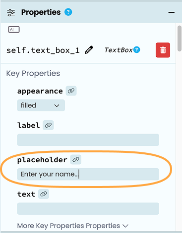 Setting the placeholder property
of the TextBox