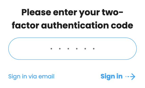 A screen asking for your authentication code