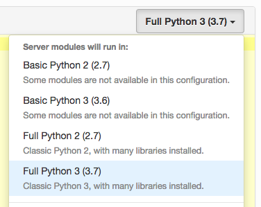 Selecting a Python server runtime