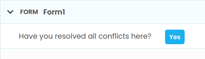 The Conflicts tab, prompting for confirmation