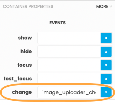 Location of the image_uploader change event in the Properties Panel.