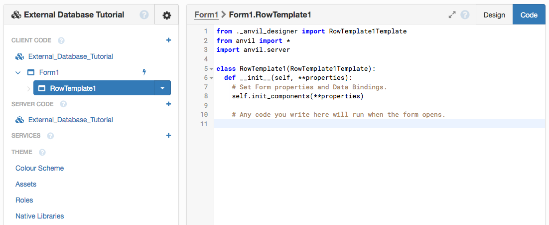 Go to the Code View for RowTemplate1